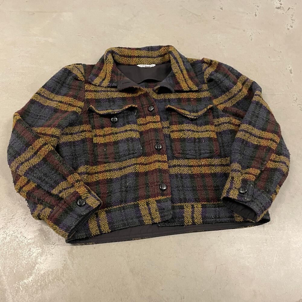 Y2K cropped ophelia roe flannel jacket